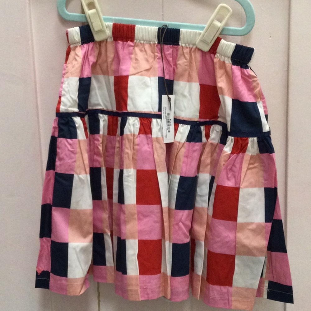 NWT Pink Chicken Maribelle Skirt in Navy Red Check